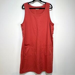 Eddie Bauer | Coral Tencel Cotton Overall Tank Dress with Front Pockets – Size M